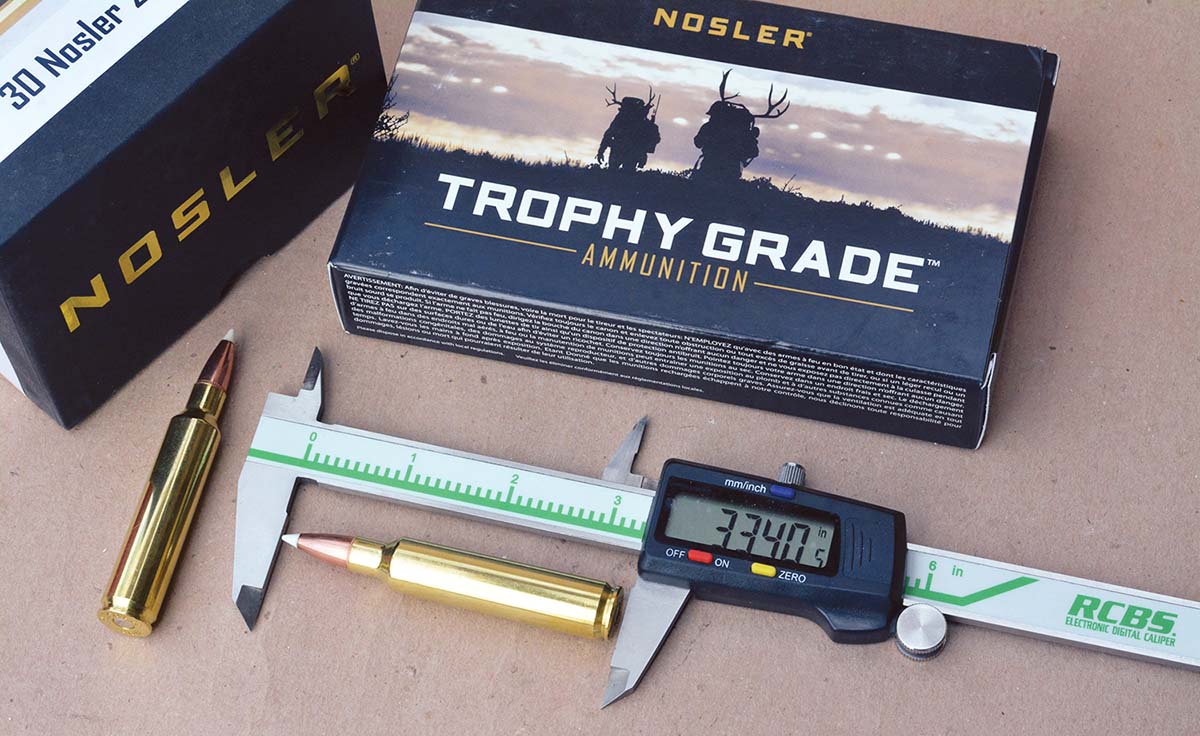The 30 Nosler functions in 3.340-inch (30-06) length actions.